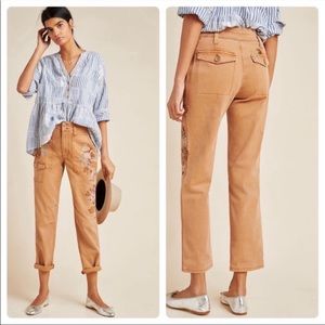 Anthropologie Wanderer Embroidered  Cargo Pant